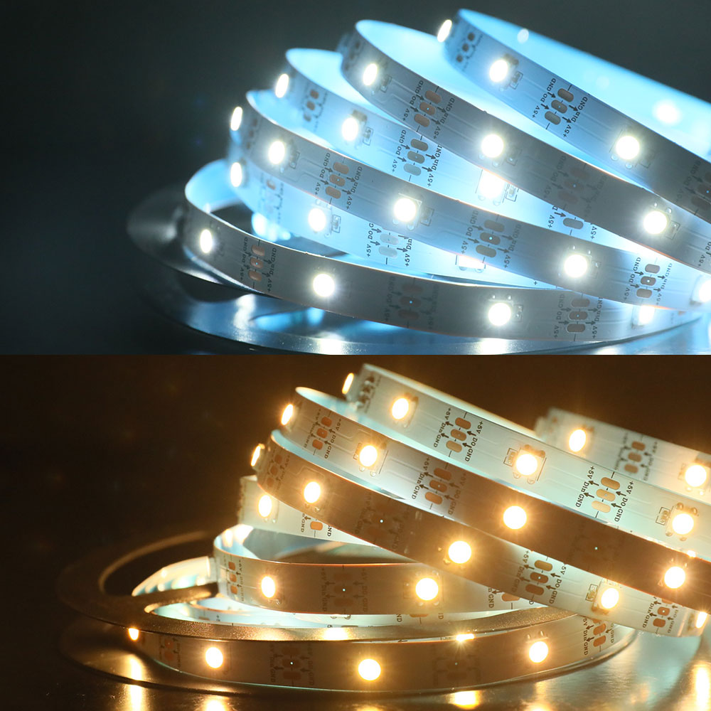 SK6812B Daylight/Warm White/Dual white CCT DC5V 30LEDs/m Programmable Led Strip Lights- 5m/16.4ft per roll SK6812B Daylight/Warm White/Dual white CCT DC5V 30LEDs/m Programmable Led Strip Lights- 5m/16.4ft per roll